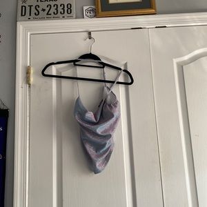 Purple chrome Cider one shoulder top size Large